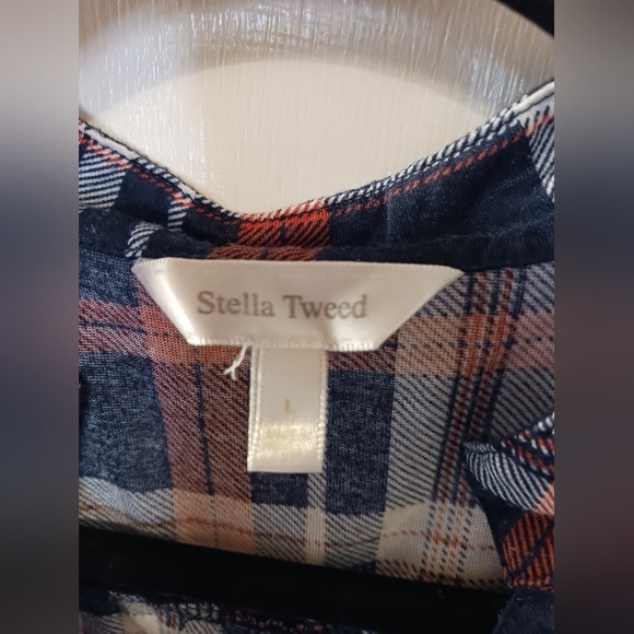 Stella Tweed Ladies L Sleeveless Plaid Summer Top Stretchy - Picture 2 of 10